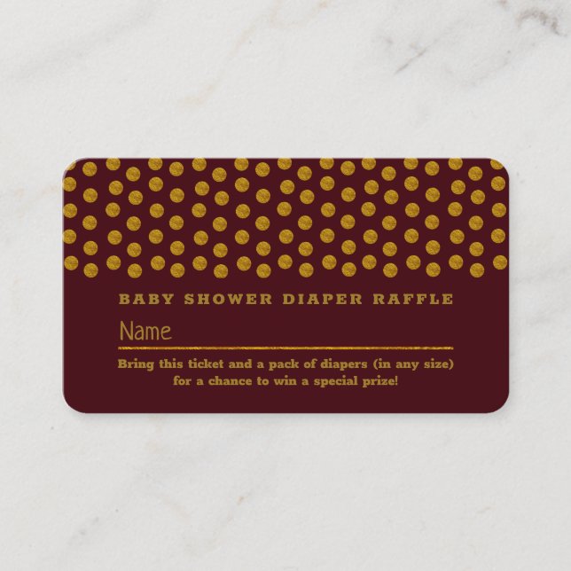 Red and Gold Polka Dot , Windeln Raffel Ticket Begleitkarte (Vorderseite)