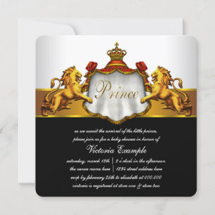 Red and Gold Prince Baby Dusche Einladung