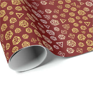 Red and Gold Roleplaying Dice Wrapping Paper Geschenkpapier