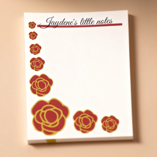 Red And Gold Roses  Post-it Klebezettel (Cute red roses with gold trip and the heading can be customized to whatever you want.)