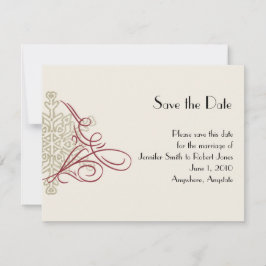 Red and Gold Snowflake Wedding Save the Date