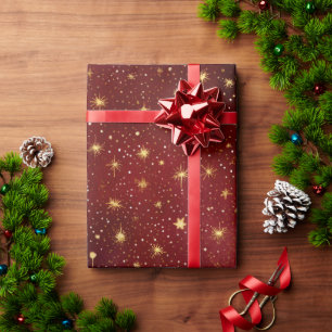 Red and Gold Star Wrapping Paper   Eleganter Urlau Geschenkpapier