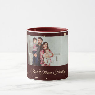 Red and Gold Staright Foto Weihnachten Tasse