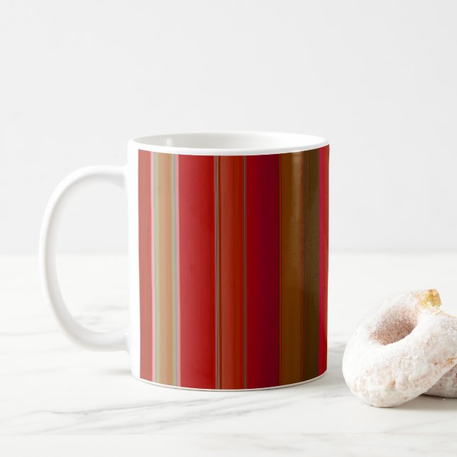 Red and Gold Stripes Kaffeetasse (Mit Donut)