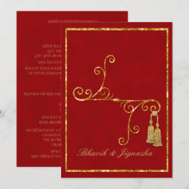 Red and Gold Tassel Indian Wedding Einladung
