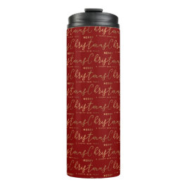 Red and Gold Typografie Script Frohe Weihnachten Thermosbecher