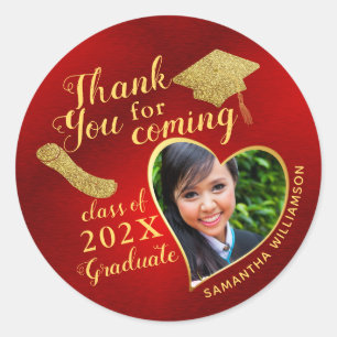 Red and Gold Vielen Dank Klasse 2025 Abschluss Runder Aufkleber