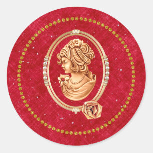 Red and Gold Vintag Cameo Sticker