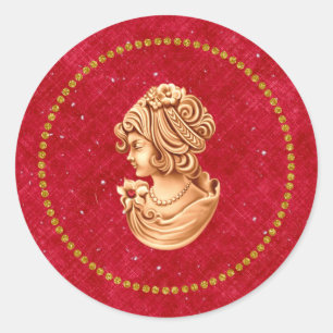 Red and Gold Vintag Cameo Sticker