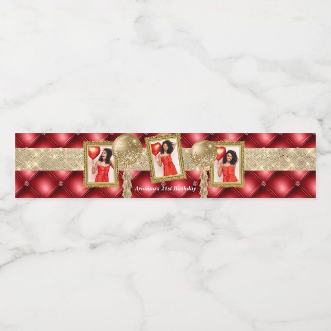 Red and Gold Water Label mit Bildern (Einzelnes Label)