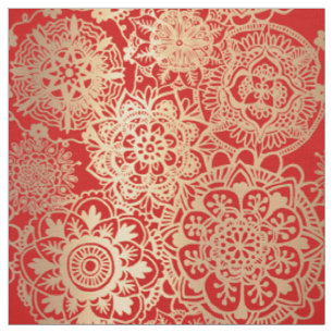 Red and Gold Weihnachten Mandala Muster Stoff