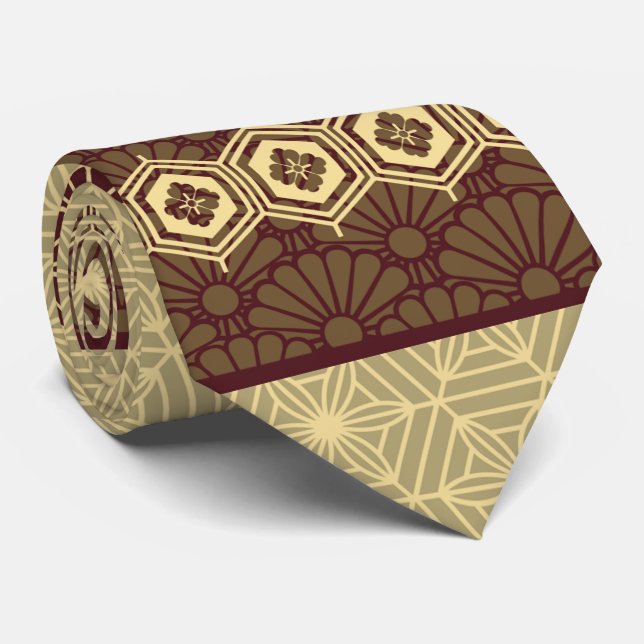 Red and Golden Tortoise Pattern Krawatte (Gerollt)