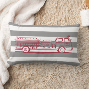 Red and Grau Fire Truck Custom Lendenkissen