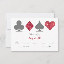 Red and Gray Destiny Las Vegas Imitats Glitzer UAW RSVP Karte