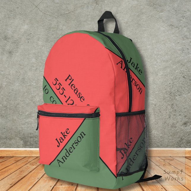 Red and Green 45 Degrees Minimalist Bedruckter Rucksack (Von Creator hochgeladen)