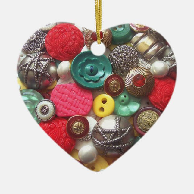 Red and Green Buttons Christmas Ornament (Vorne)
