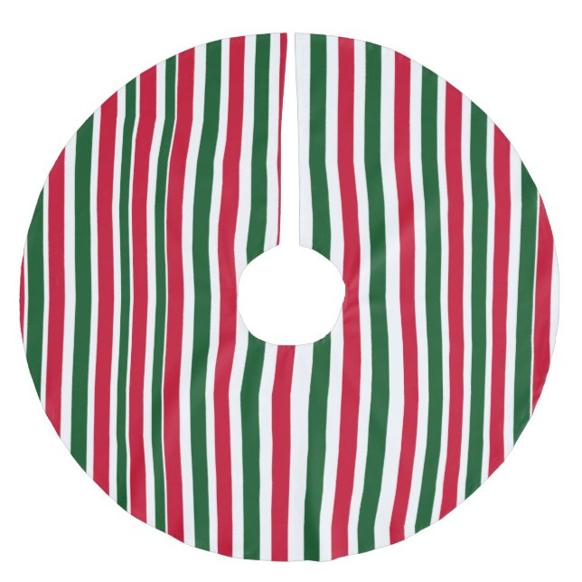 Red and Green Candy Cane Weihnachtsstreifen Polyester Weihnachtsbaumdecke (Vorderseite)
