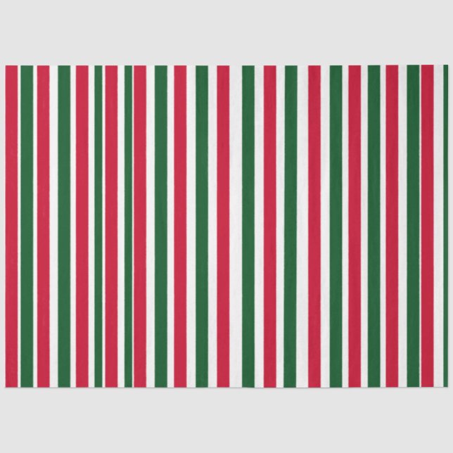 Red and Green Candy Cane Weihnachtsstreifen Seidenpapier (Vorderseite)