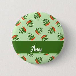 Red and Green Chili peppers pattern Button