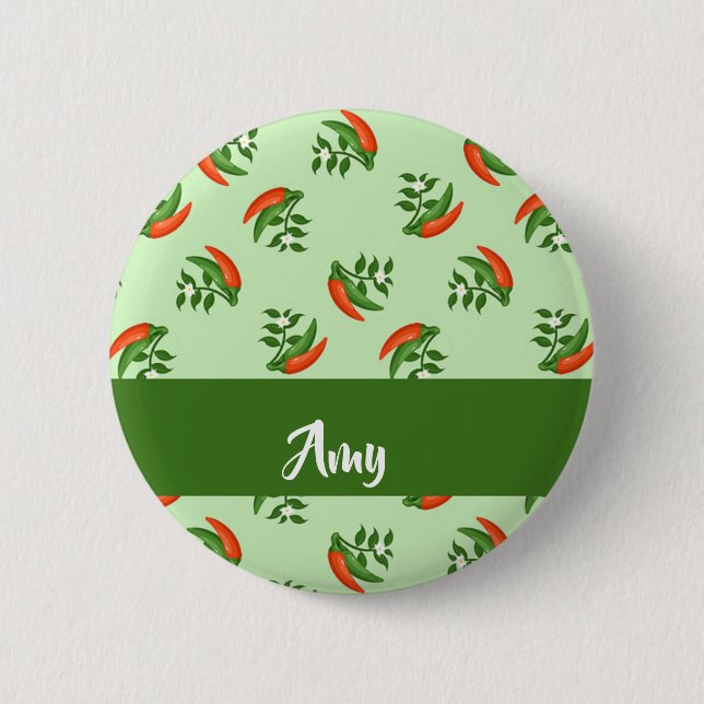 Red and Green Chili peppers pattern Button (Vorderseite)