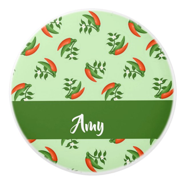 Red and Green Chili peppers pattern Keramikknauf (Vorderseite)