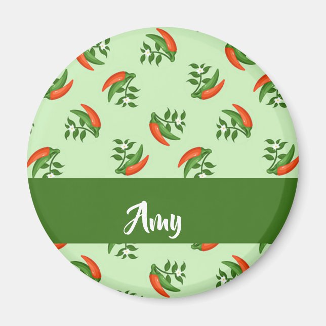 Red and Green Chili peppers pattern Magnet (Vorne)