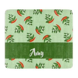 Red and Green Chili peppers pattern Schneidebrett