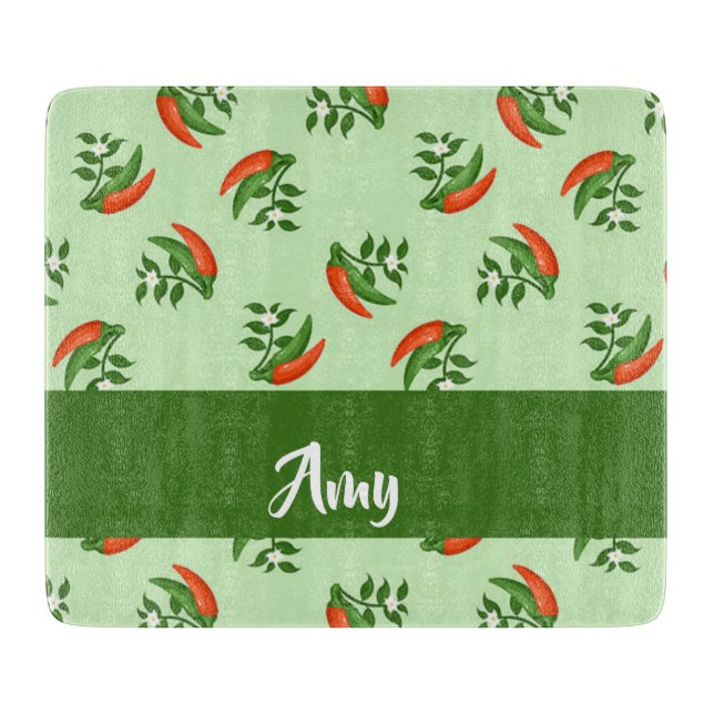 Red and Green Chili peppers pattern Schneidebrett (Vorderseite)