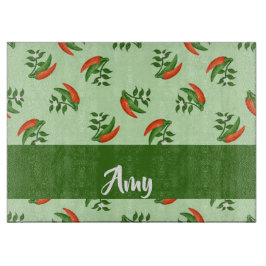 Red and Green Chili peppers pattern Schneidebrett