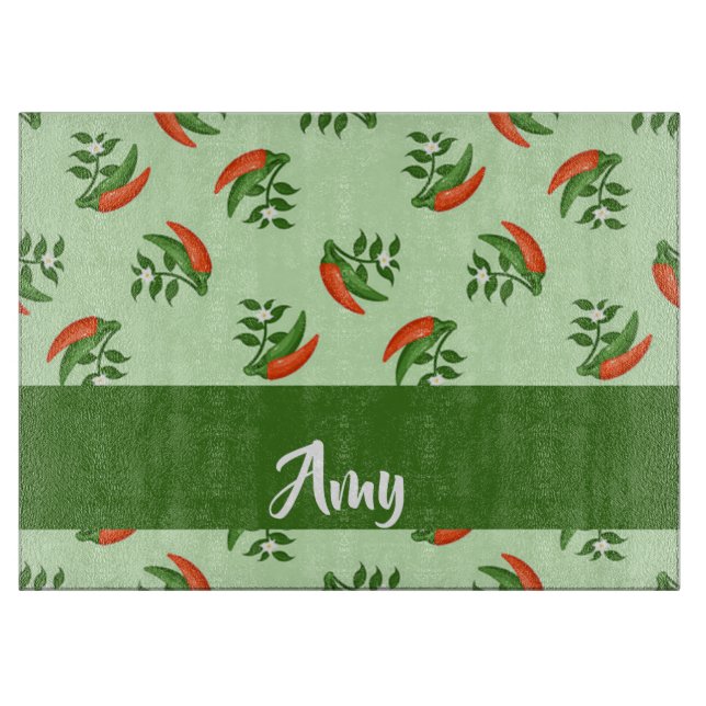 Red and Green Chili peppers pattern Schneidebrett (Vorderseite)