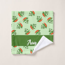 Red and green chili peppers pattern waschlappen