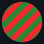 Red and Green Christmas Candycane Streifen Runder Aufkleber<br><div class="desc">Red and Green Christmas Candycane Streifen</div>