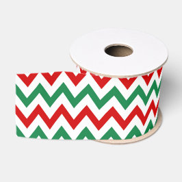 Red and Green Christmas Chevron Printed Ribbon Ripsband