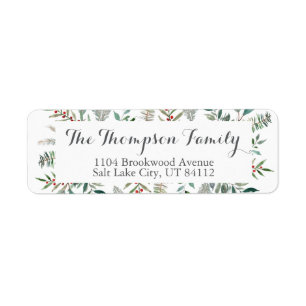 Red and Green Christmas Return Address Label