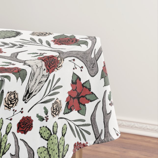 Red and Green Country Cowgirl Weihnachtsmann Antle Tischdecke (Beispiel)