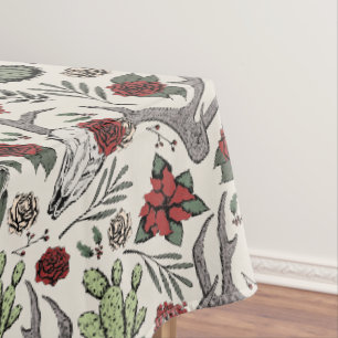 Red and Green Country Cowgirl Weihnachtsmann Antle Tischdecke