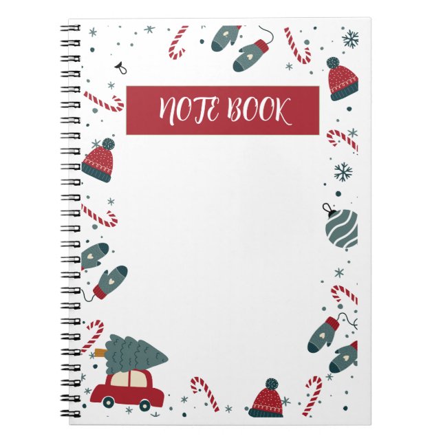 Red and Green Cute Illustrated Christmas  Notizblock (Vorderseite)