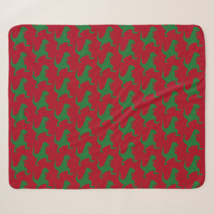 Red and Green Dinosaur Christmas Sherpa Blanket Sherpadecke