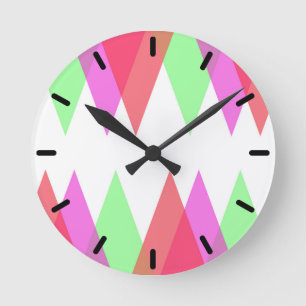 Red and Green Dreiecke Runde Wanduhr