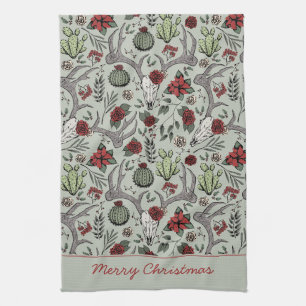 Red and Green FroChristmas Country Cowgirl Geschirrtuch