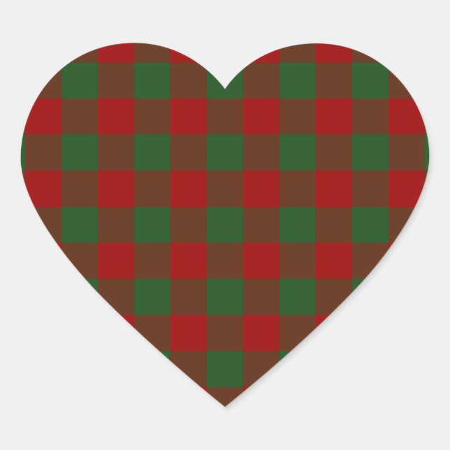 Red and Green Gingham Pattern Herz-Aufkleber (Vorderseite)