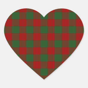 Red and Green Gingham Pattern Herz-Aufkleber