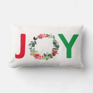 Red and Green Joliday Wreath Pattern Lendenkissen