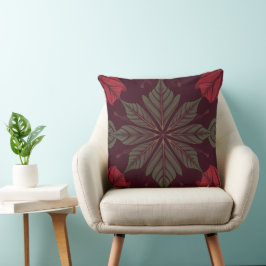 Red and Green Leaf Square Throw Pillow Kissen