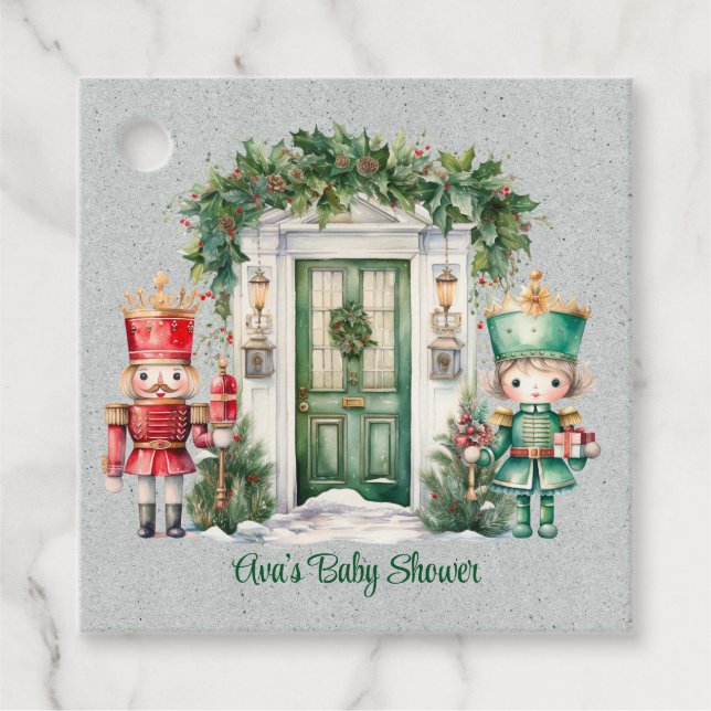 Red and Green Nutcracker Baby Dusche Vielen Dank Geschenkanhänger (Vorderseite)