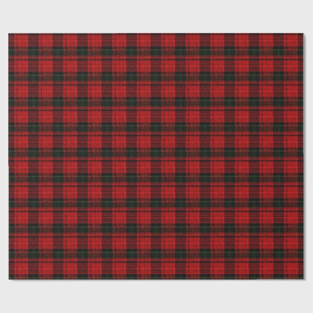 Red and Green Plaid Wrapping Paper Geschenkpapier (Flach)