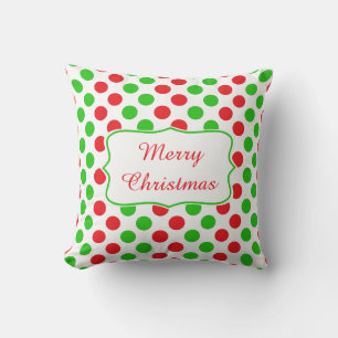 Red and Green Polka Dot Pattern Weihnachten Kissen