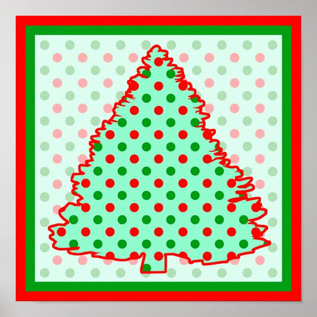 Red and Green Polka Dot Tree Poster (Vorne)