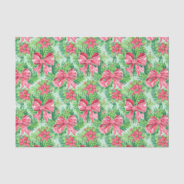 Red and Green Preppy Poinsettias & Bows Seidenpapier