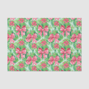 Red and Green Preppy Poinsettias & Bows Seidenpapier